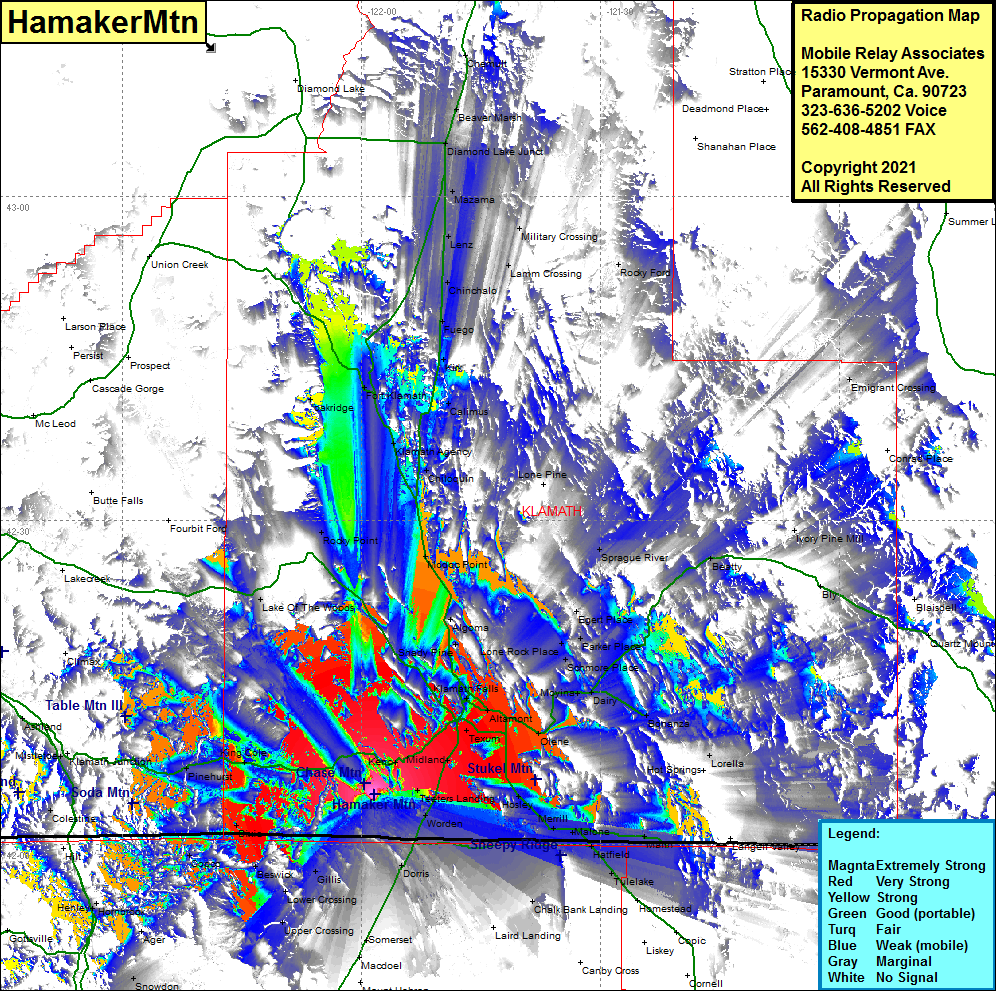 heat map radio coverage Hamaker Mtn